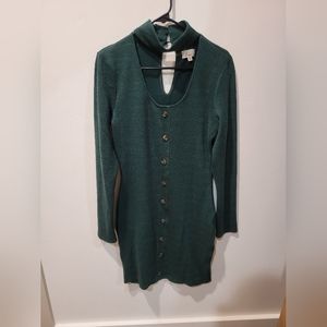 Lena Ribbed Dark Green Dress Size Large